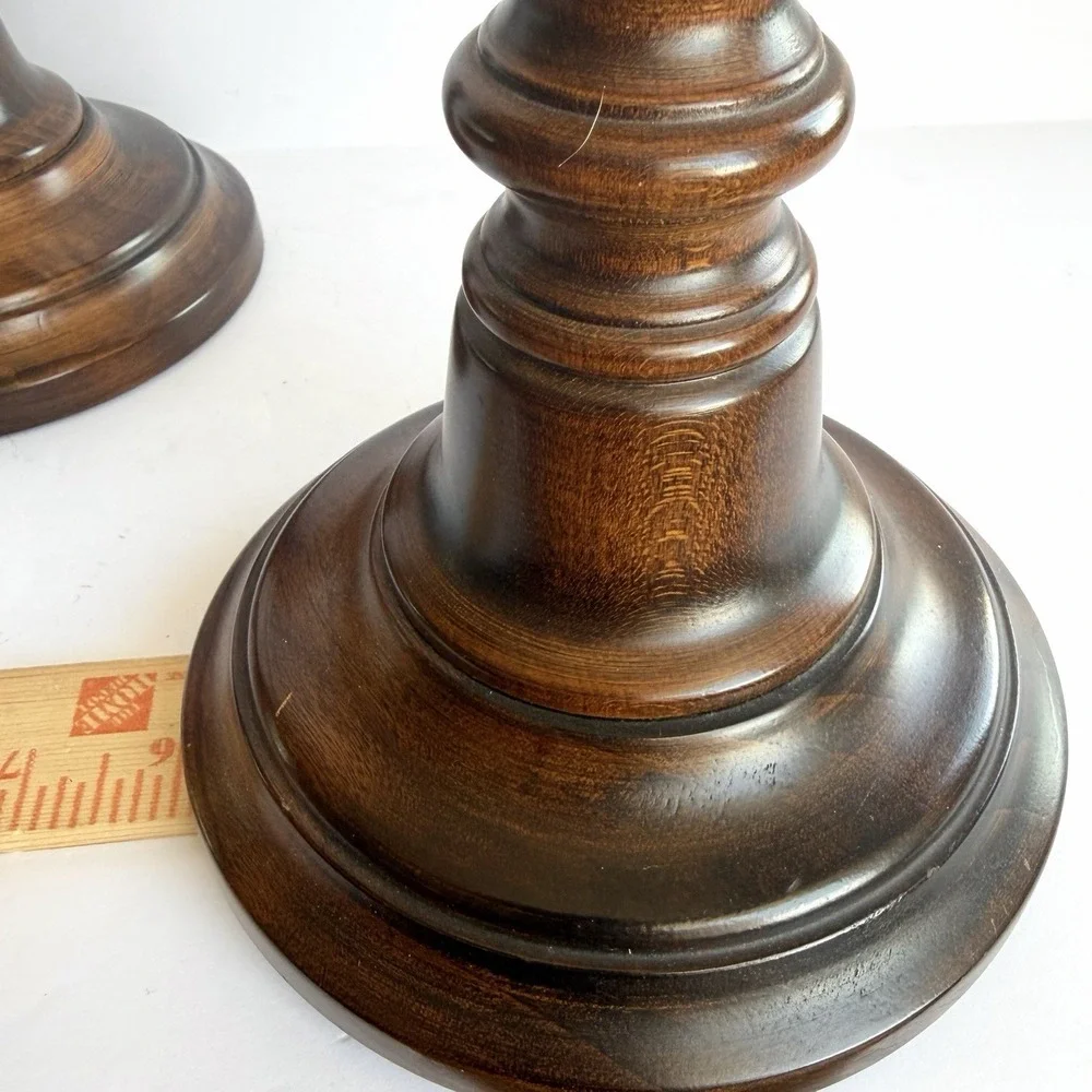 Large Chunky‎ Wooden Candlestick Holders Boho Cottagecore Farmhouse Witchy